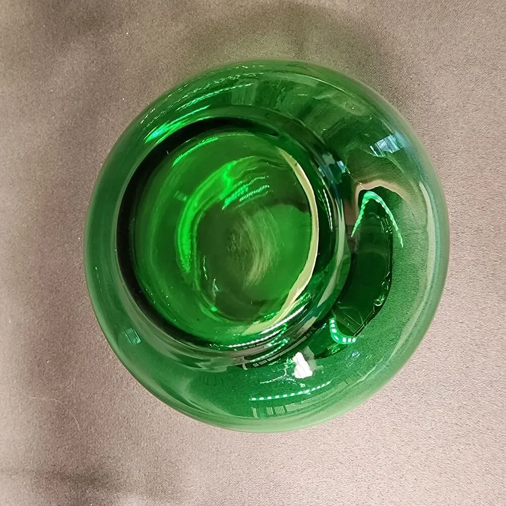 Vtg Anchor Hocking Emerald Green Glass Small Ruffled Edge Vase